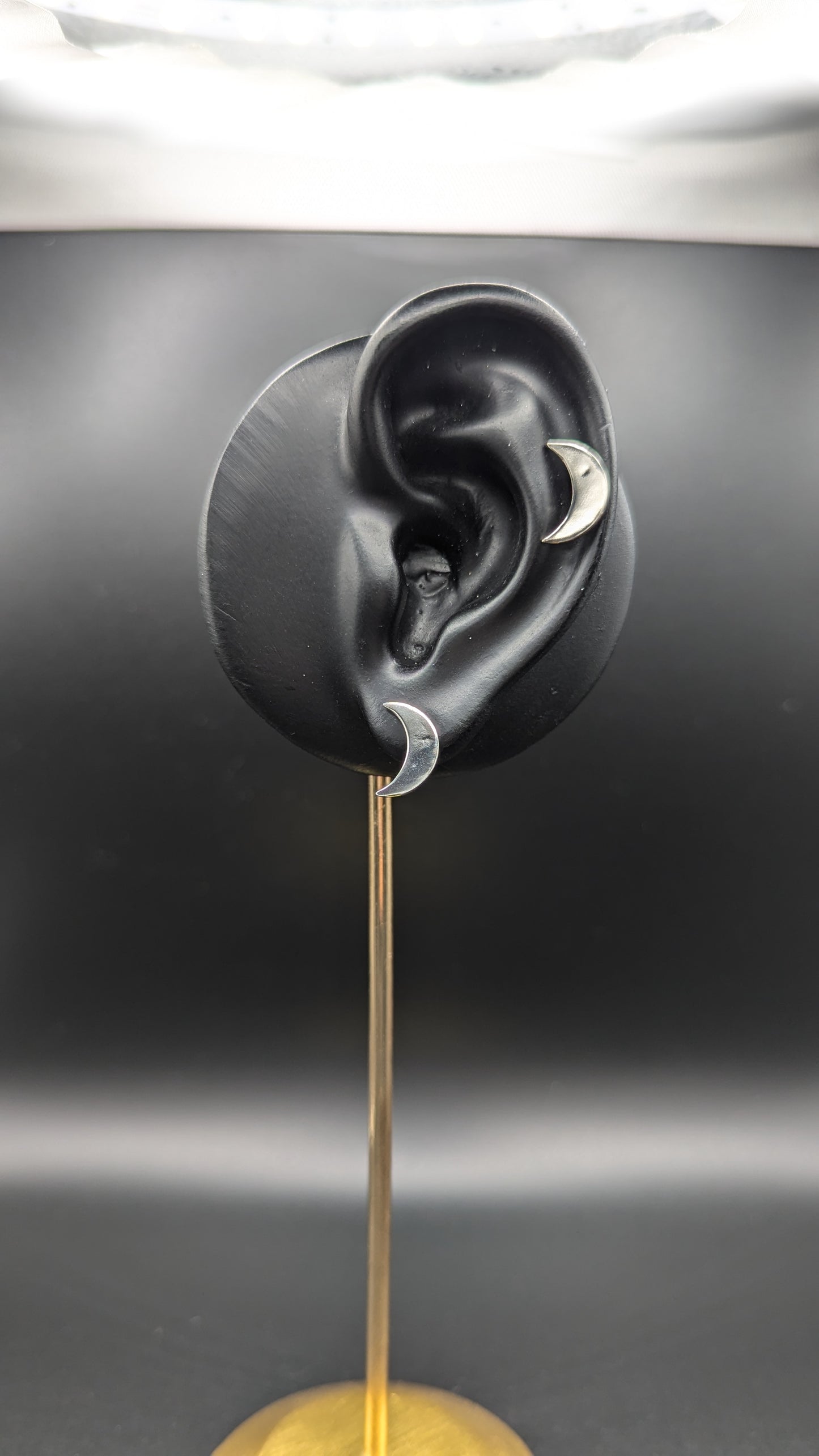 Waxing and Waning Moon Stud Earrings - Sterling Silver