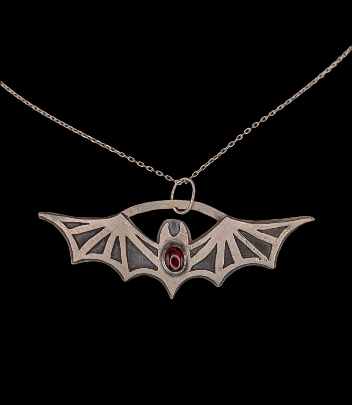 A bat's heart - necklace - sterling silver