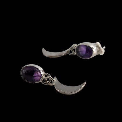 Moonlit Amethyst Stud Earrings - Sterling Silver