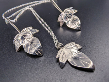 Ivy Leaf Set (Earrings + Necklace) - Sterling Silver