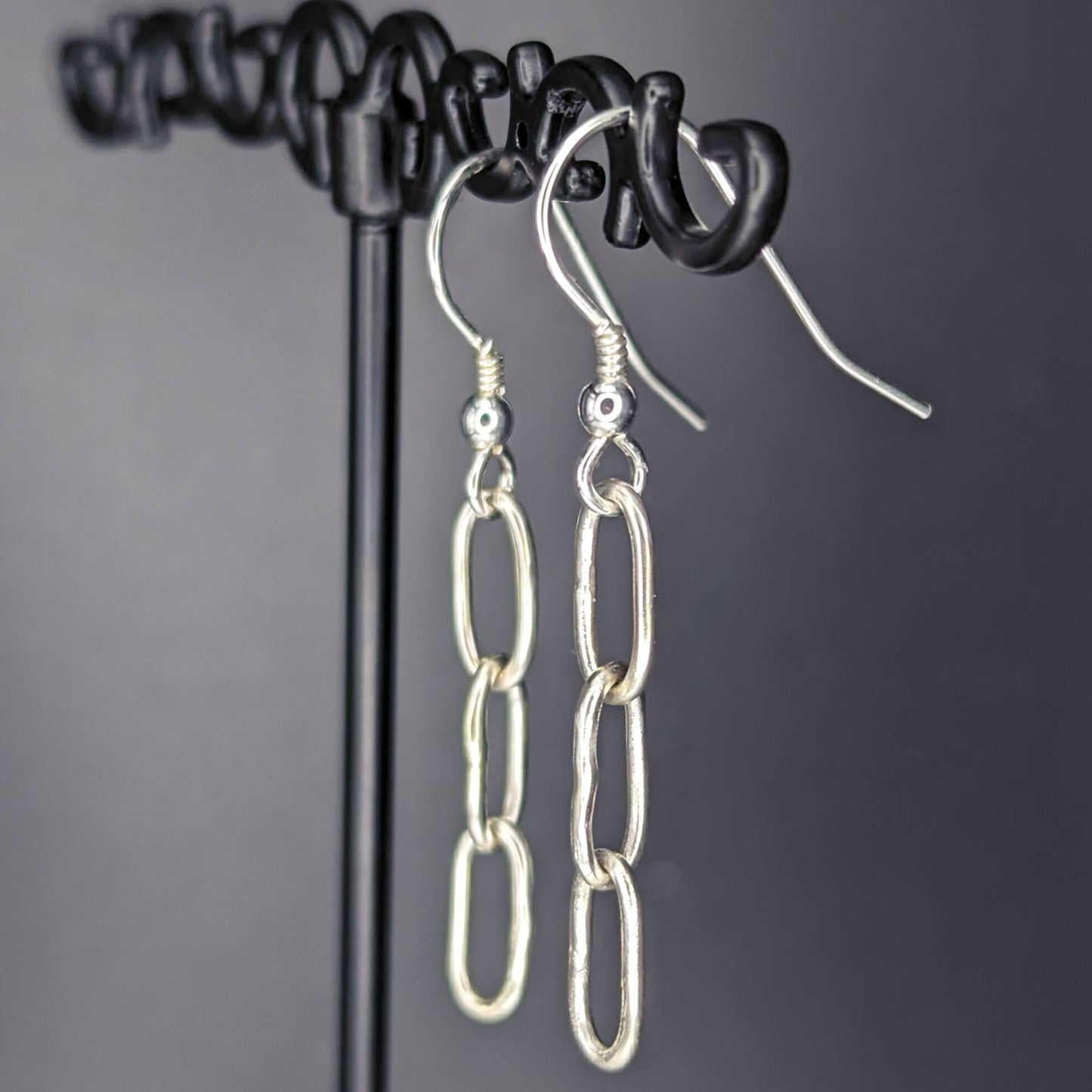 Triple Link Large Earrings - Sterling Silver