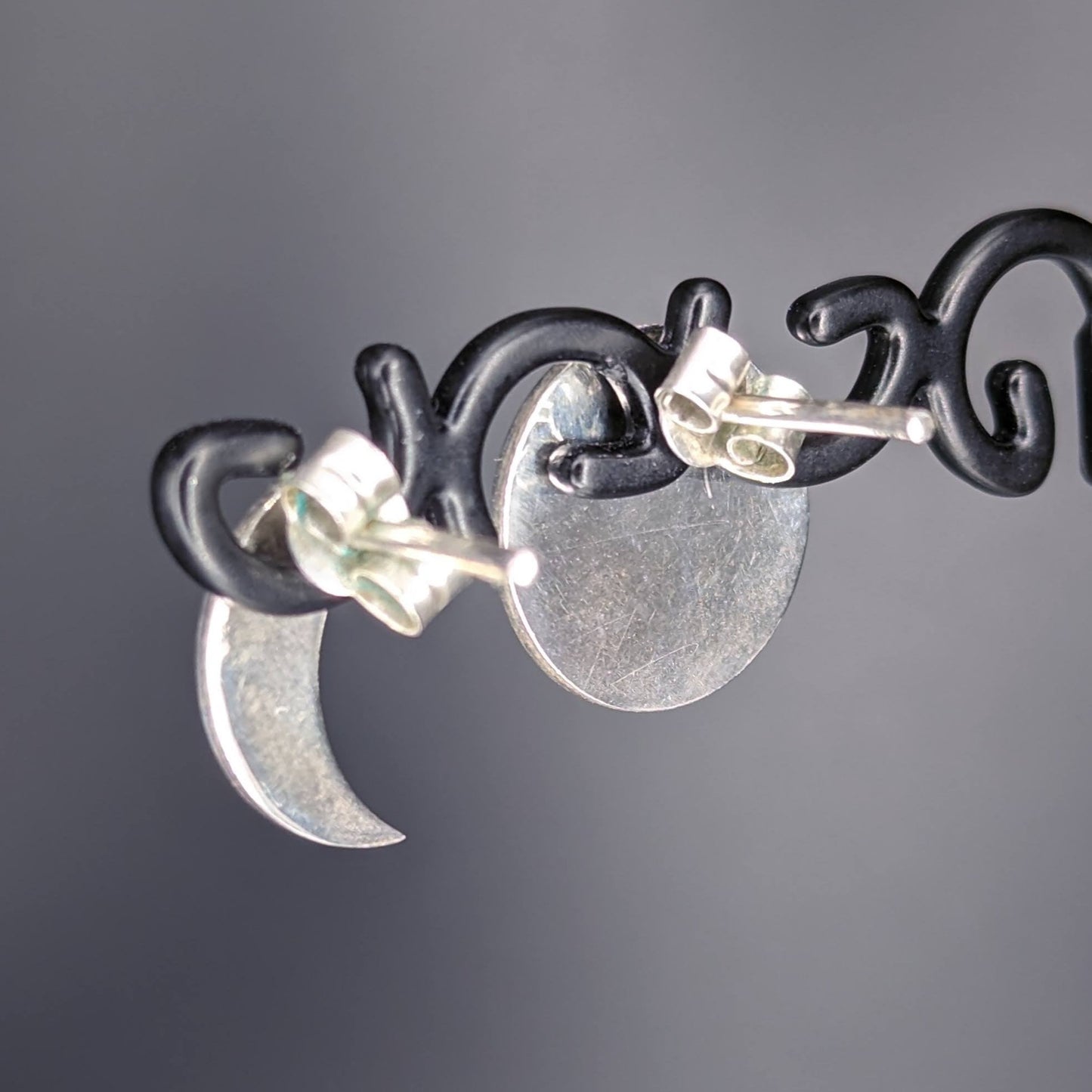 Moon Phases Stud Earrings - Sterling Silver