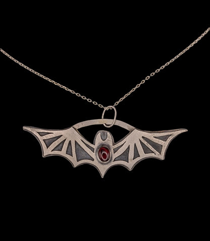 A bat's heart - necklace - sterling silver