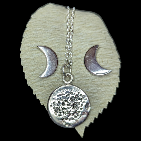 Triple Moon (Earrings + Necklace) - Sterling Silver