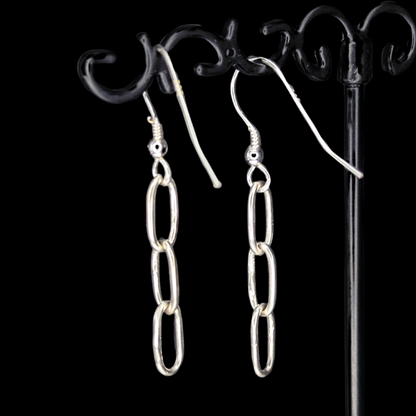 Triple Link Large Earrings - Sterling Silver